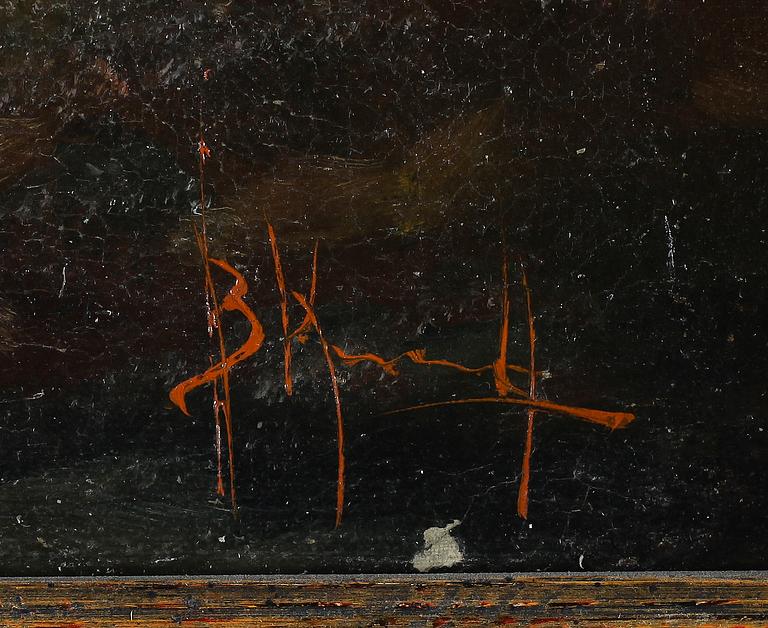 OKÄND KONSTNÄR, olja på pannå, otydligt signerad, 1900-tal.