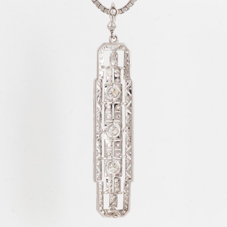 Hänge 18K vitguld med briljant- och rosenslipade diamanter.