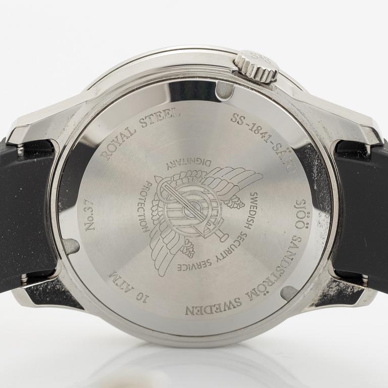 Sjöö Sandström, Royal Steel, Worldtimer, "SÄPO/Swedish Security Service", armbandsur, 41 mm.