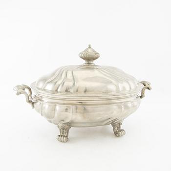 Tureen with lid Baroque style Germany Block tin circa 1900 pewter.