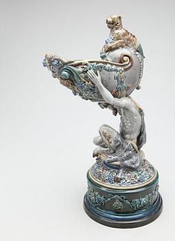 SKÅL PÅ FOT, majolika, 1800-talets slut.