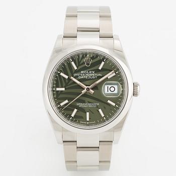 Rolex, Oyster Perpetual, Datejust, "Palm Dial", wristwatch, 36 mm.