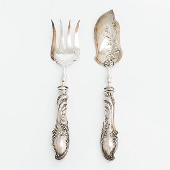 Eugène Doutre-Roussel, a pair of French silver fish servers, Paris early 20th century.