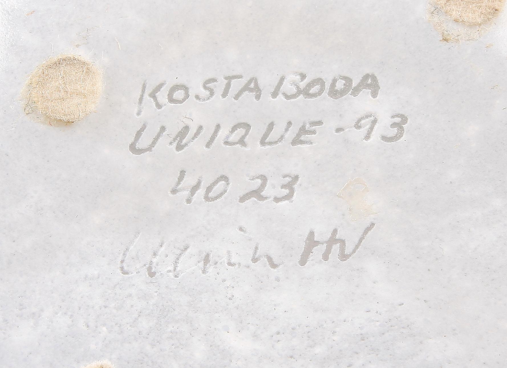 SKÅL, glas, Ulrica Hydman-Vallien, Kosta Boda Unique, sign o numr 4023, dat -93.