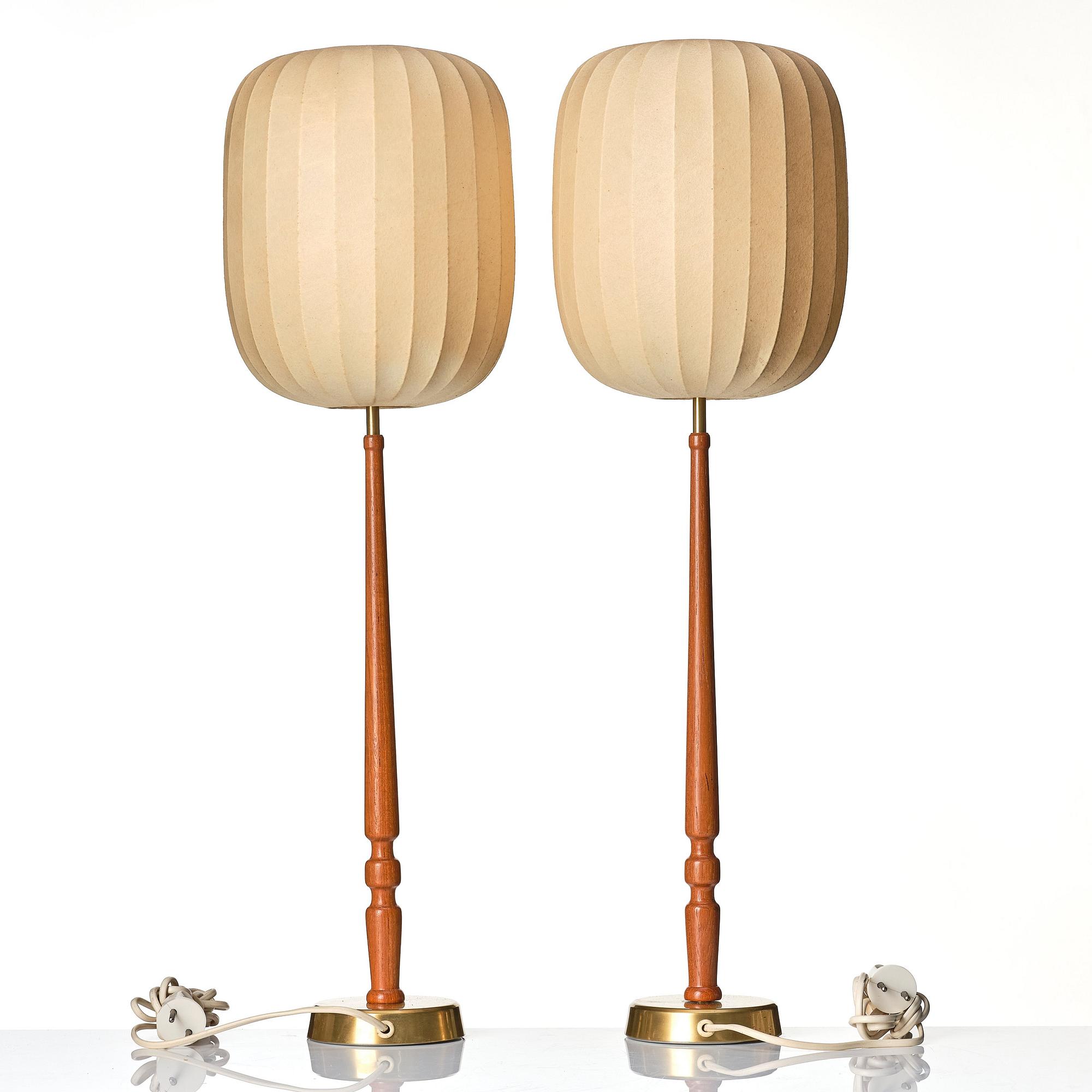 Hans Bergström, a pair of table lamps, model "743", ateljé Lyktan, Sweden, 1940-50s.