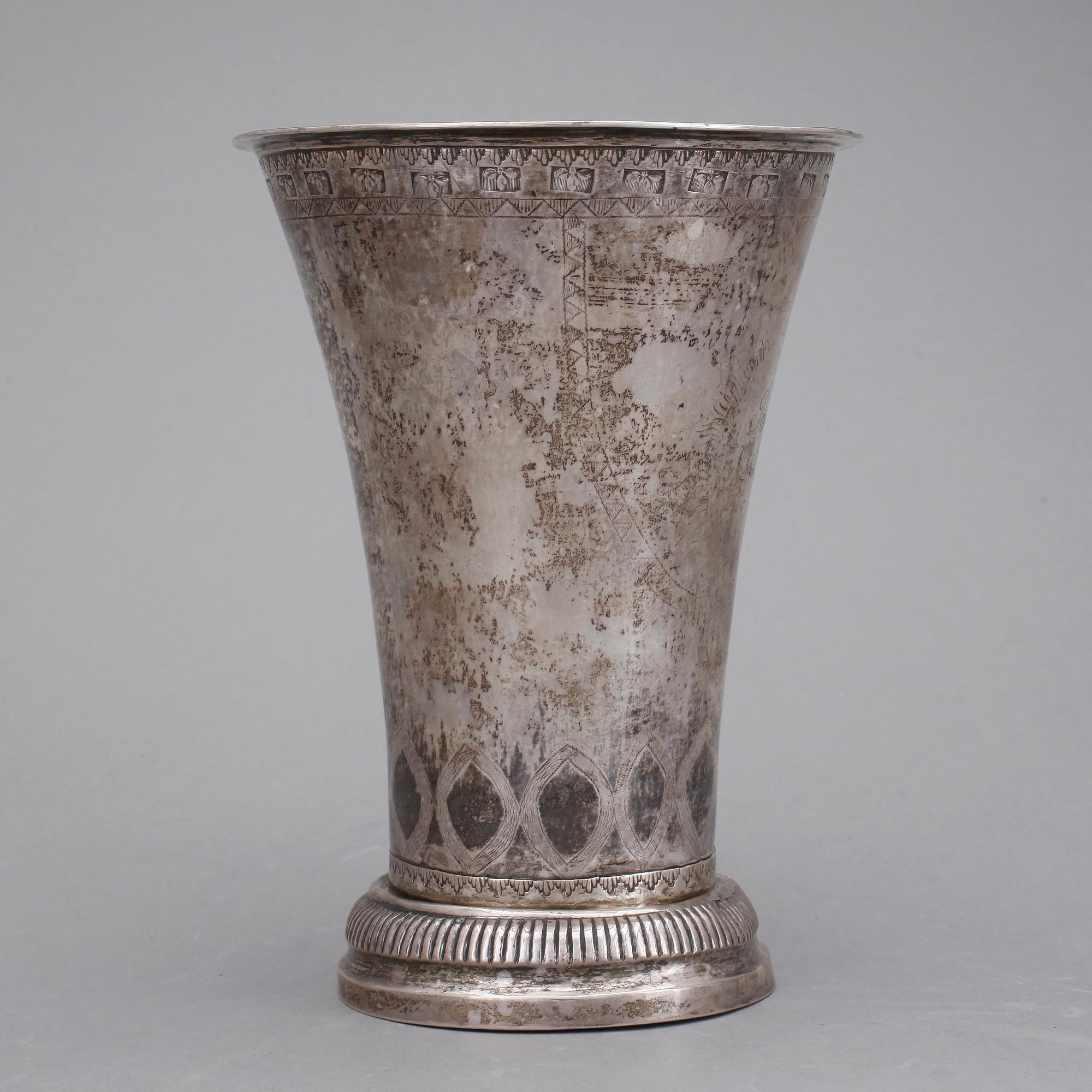 BÄGARE, silver. Arvid Wernström Eksjö, 1811. Vikt ca 415 gram.