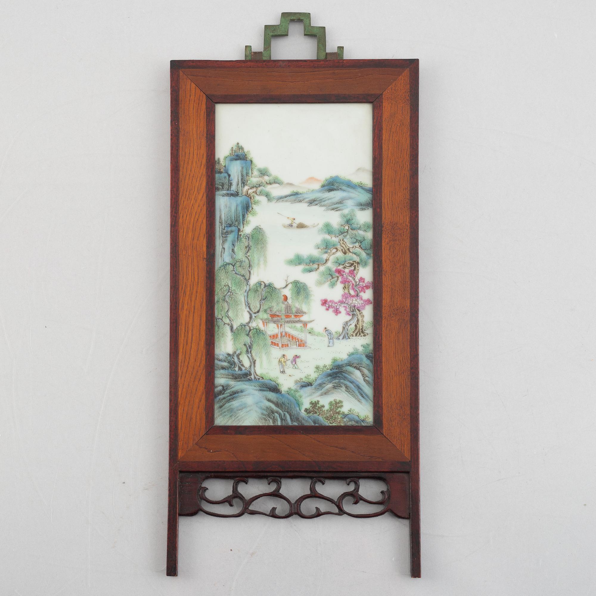 A Chinese famille rose porcelain plaque, 20th century.