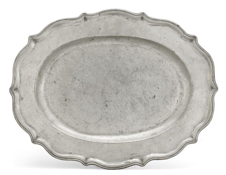 A Swedish Rococo pewter dish by J. G. Ryman Stockholm 1775.