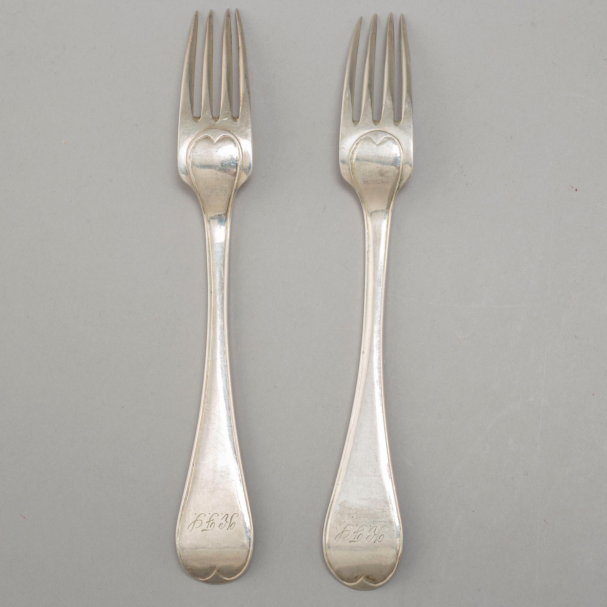 GAFFLAR, 12+3 st, silver 1800-talets mitt.