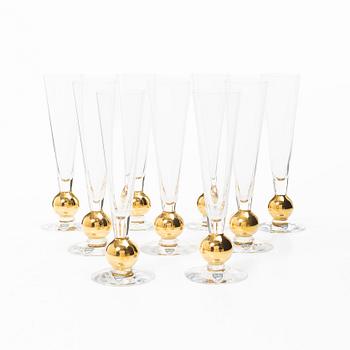 Gunnar Cyrén, champagneglas, 9 st, "Nobel", Orrefors.