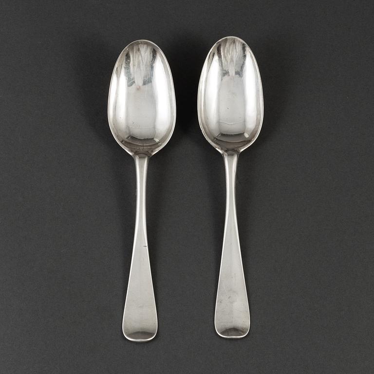 JOHAN PETTERSSON BERGS ÄNKA, skedar, ett par, silver, Norrköping, 1766.