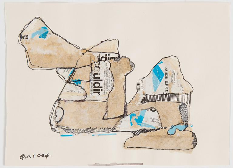 PATRIK QVIST, blandteknik/collage, 5 st, signerade och daterade -06.