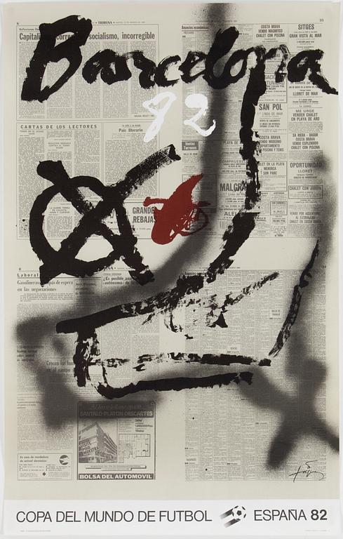 AFFISCHER, 3 st, VM i fotboll, 1982 efter bla Joan Miro, 1982.