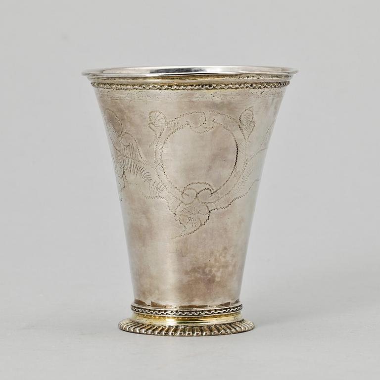 BÄGARE, silver, Erik Lemon Uppsala, 1761. 83 gram.