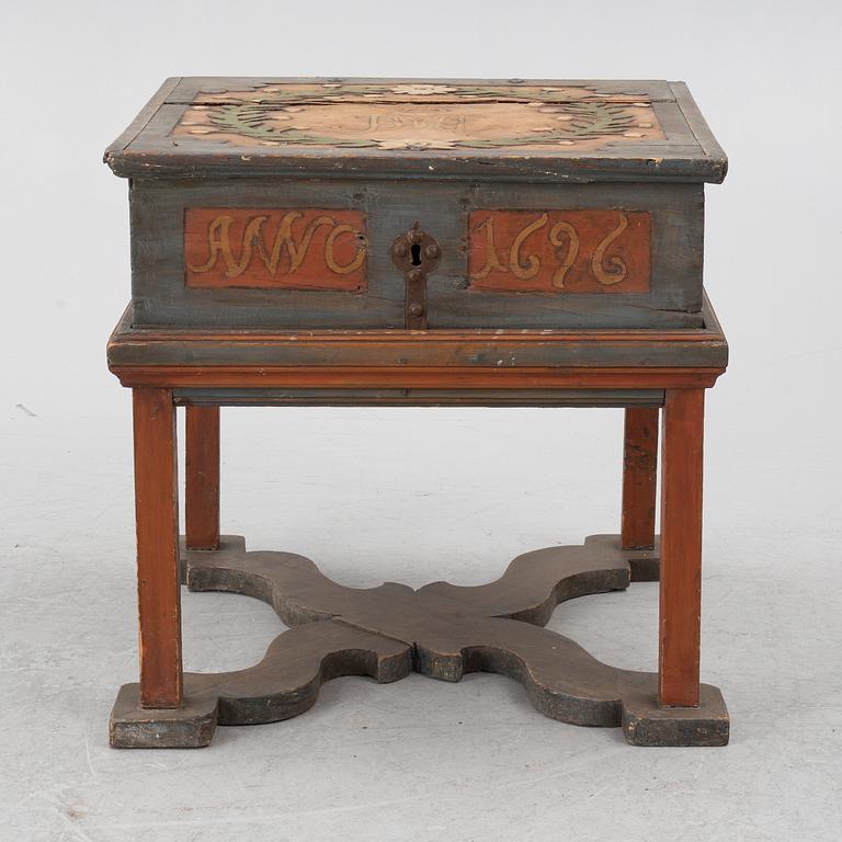 Nattlåda, allmoge, 1600-/1700-tal, daterad 1693.