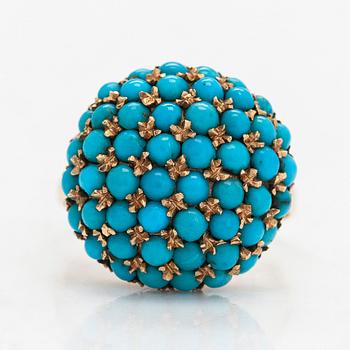 A 14K gold ring and turquoises. Helsinki 1964.