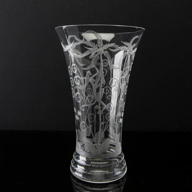 Edward Hald, a signed Orrefors glass vase.