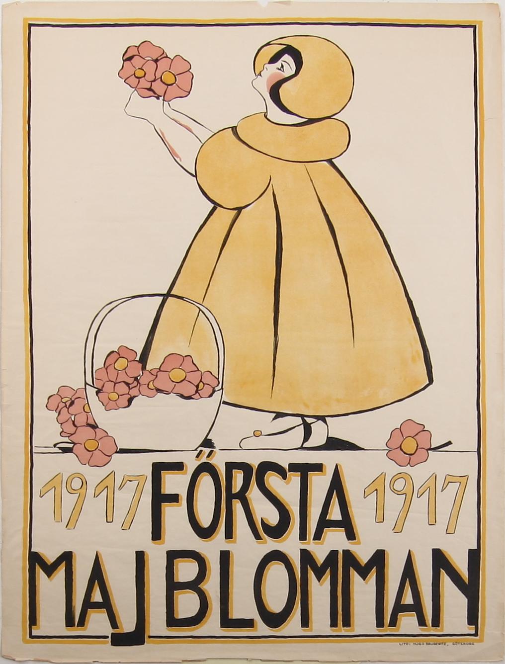 AFFISCH, "Första majblomman", Göteborg 1917.