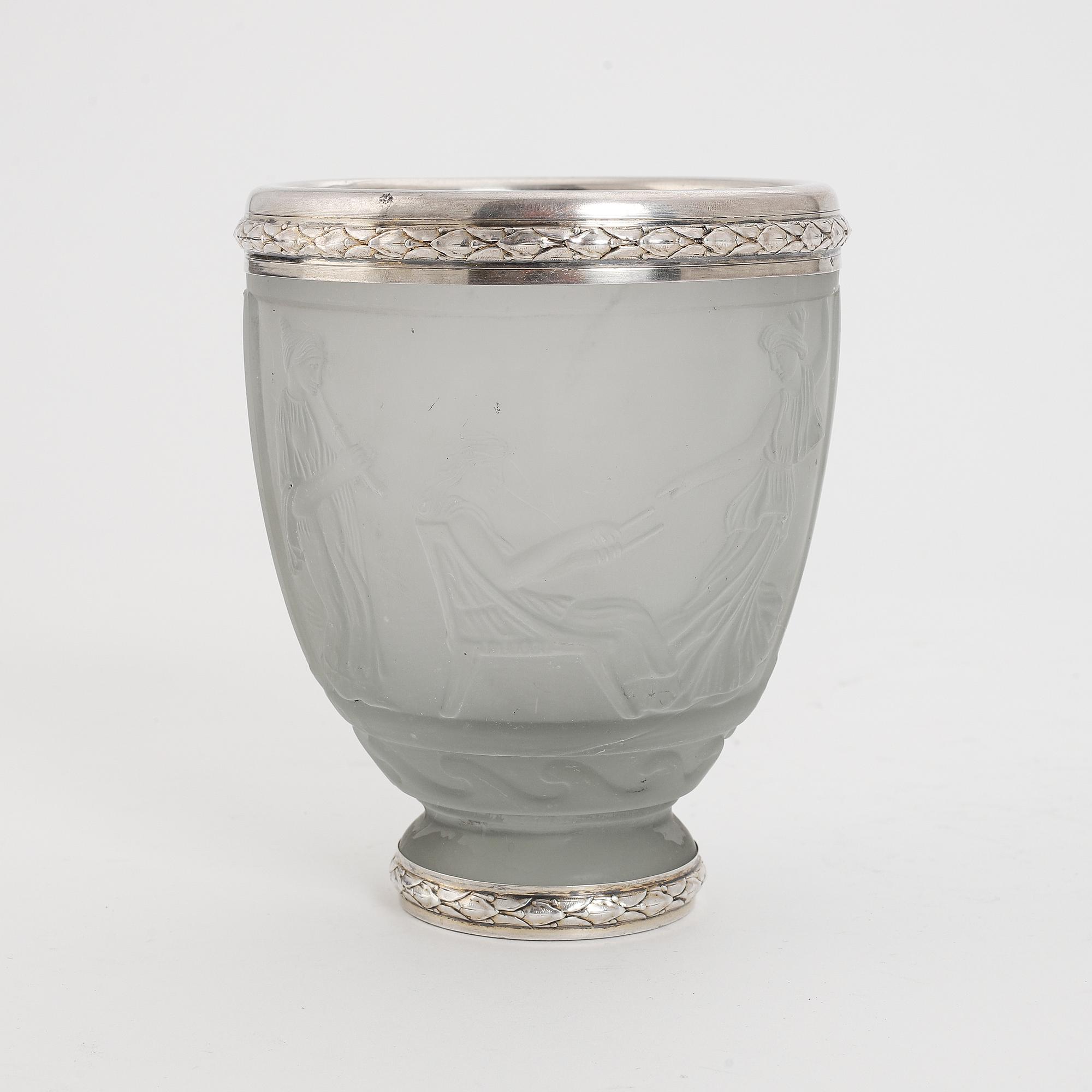 Georges de Feure, a glass and silver Art Nouveau vase, early 20th Century.
