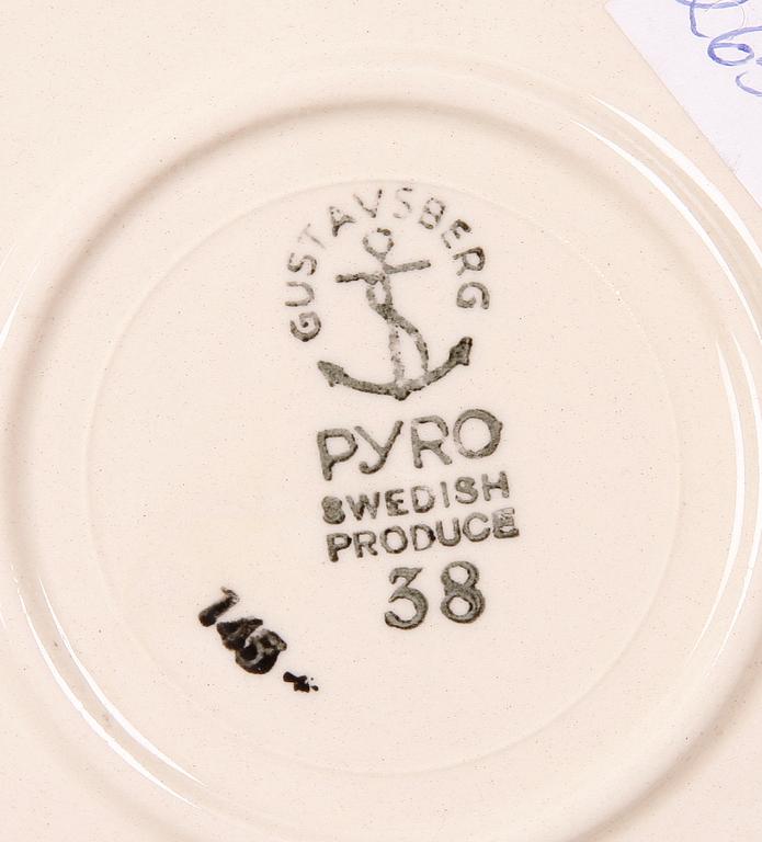 SERVISDELAR, 17st, "Pyro Brun", Wilhelm Kåge, Gustavsberg.