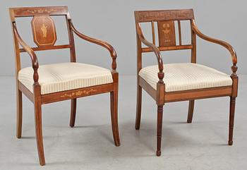 KARMSTOLAR, 2 st, senempirstil, 1800/1900-tal.