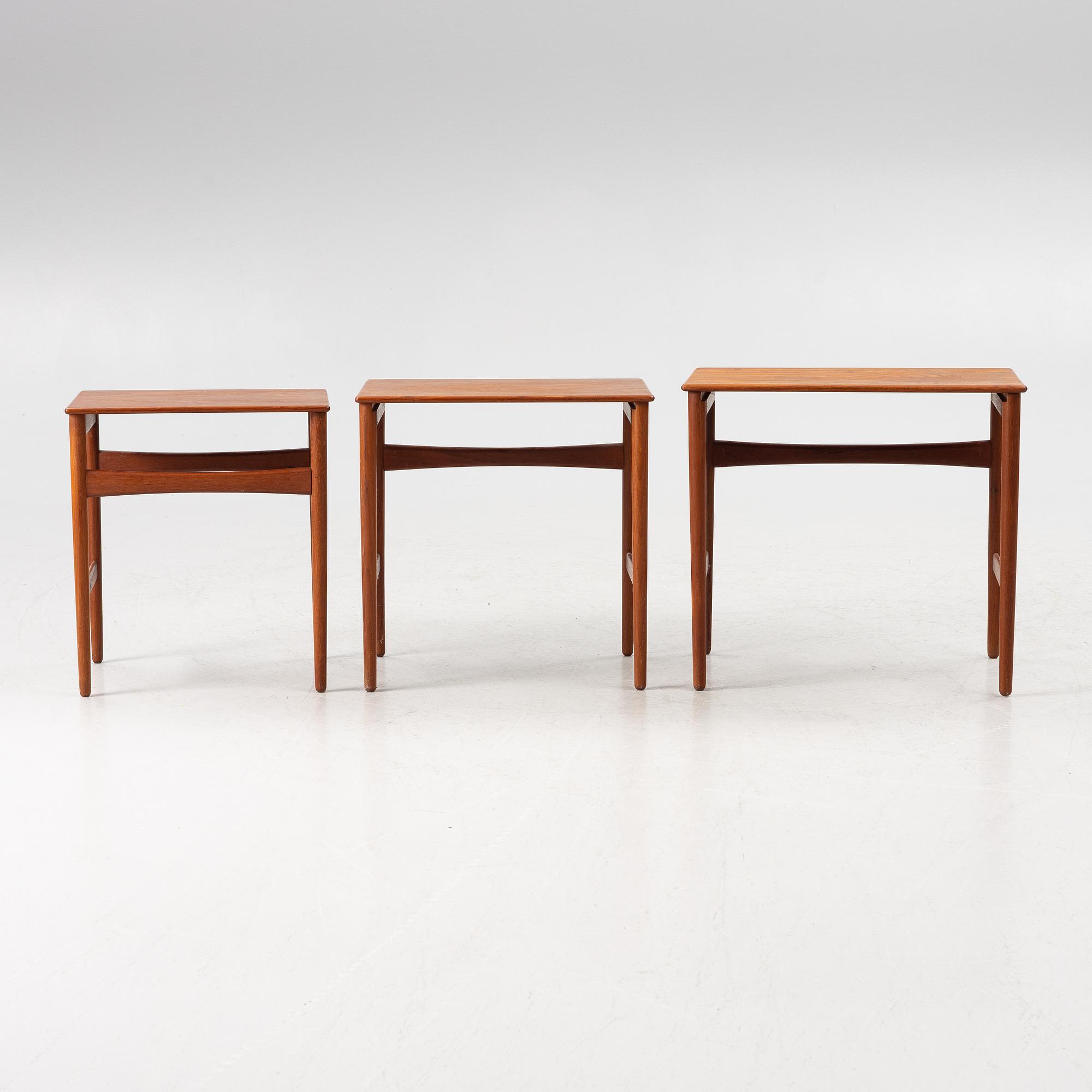 Hans J Wegner, nesting tables, 3 pieces, Andreas Tuck, Denmark.