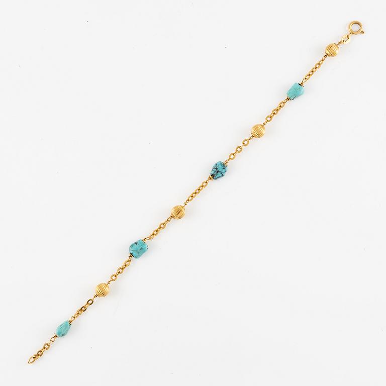 Bracelet, 18K gold with turquoises.