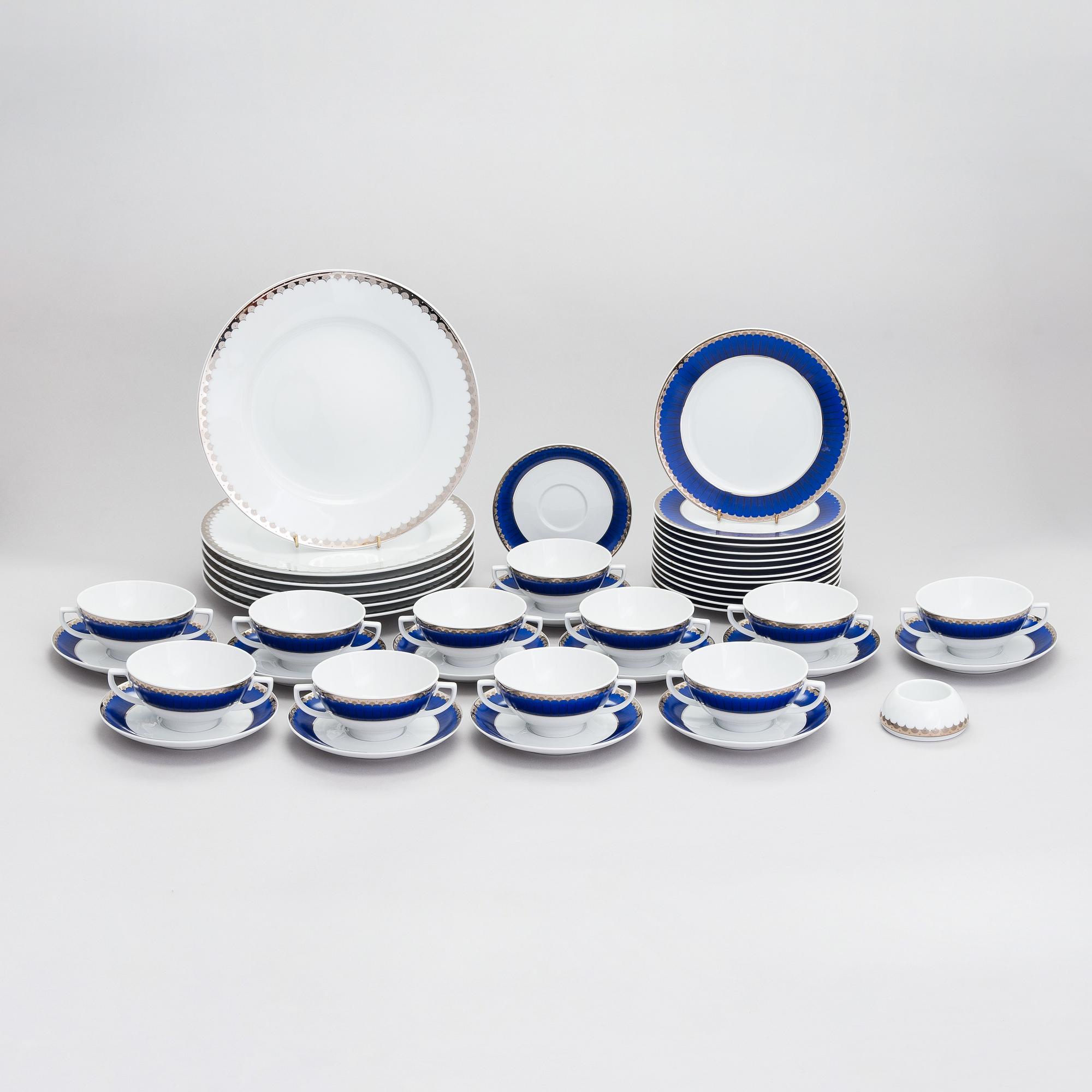 Sigvard Bernadotte, servis, 30 delar, "Marianne Royal Blue", Christineholm/Fyrklövern.