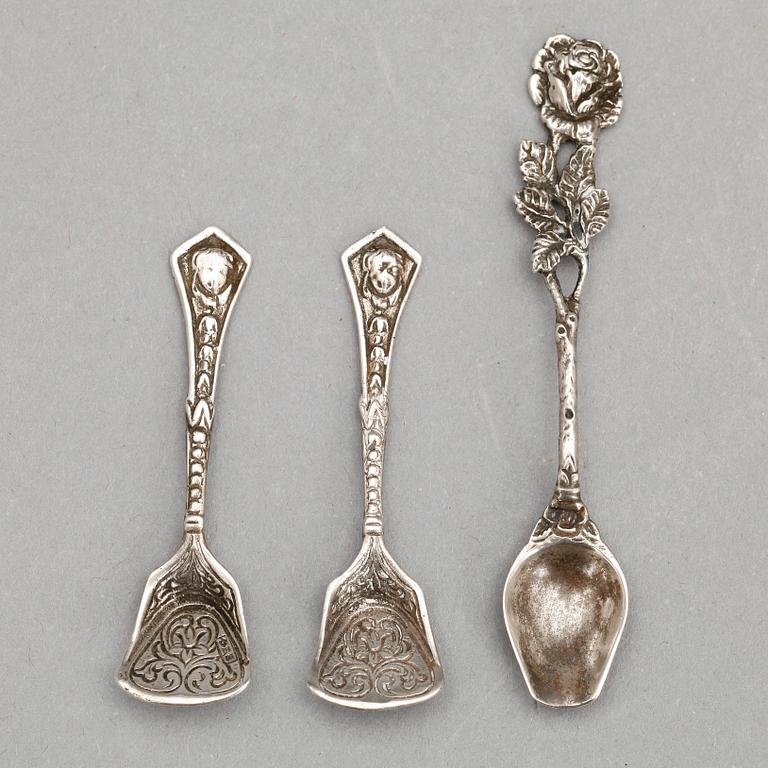 SALTKAR, 2+1, silver, importstämplar, 1800-tal.