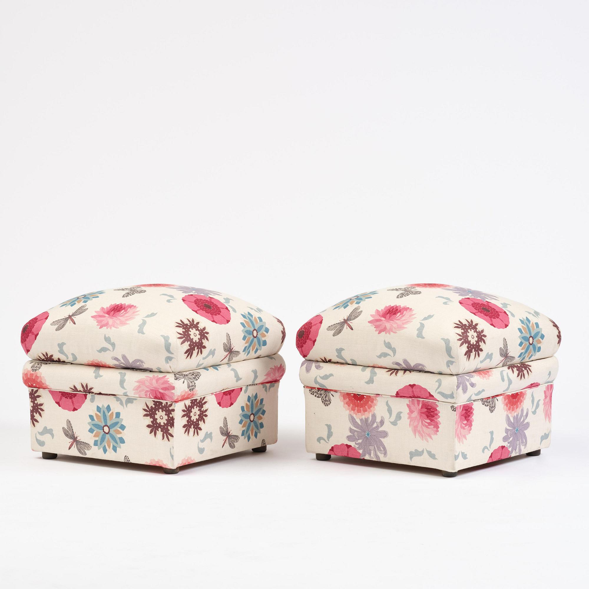 A pair of poufs with storage, earlhy 19th century.