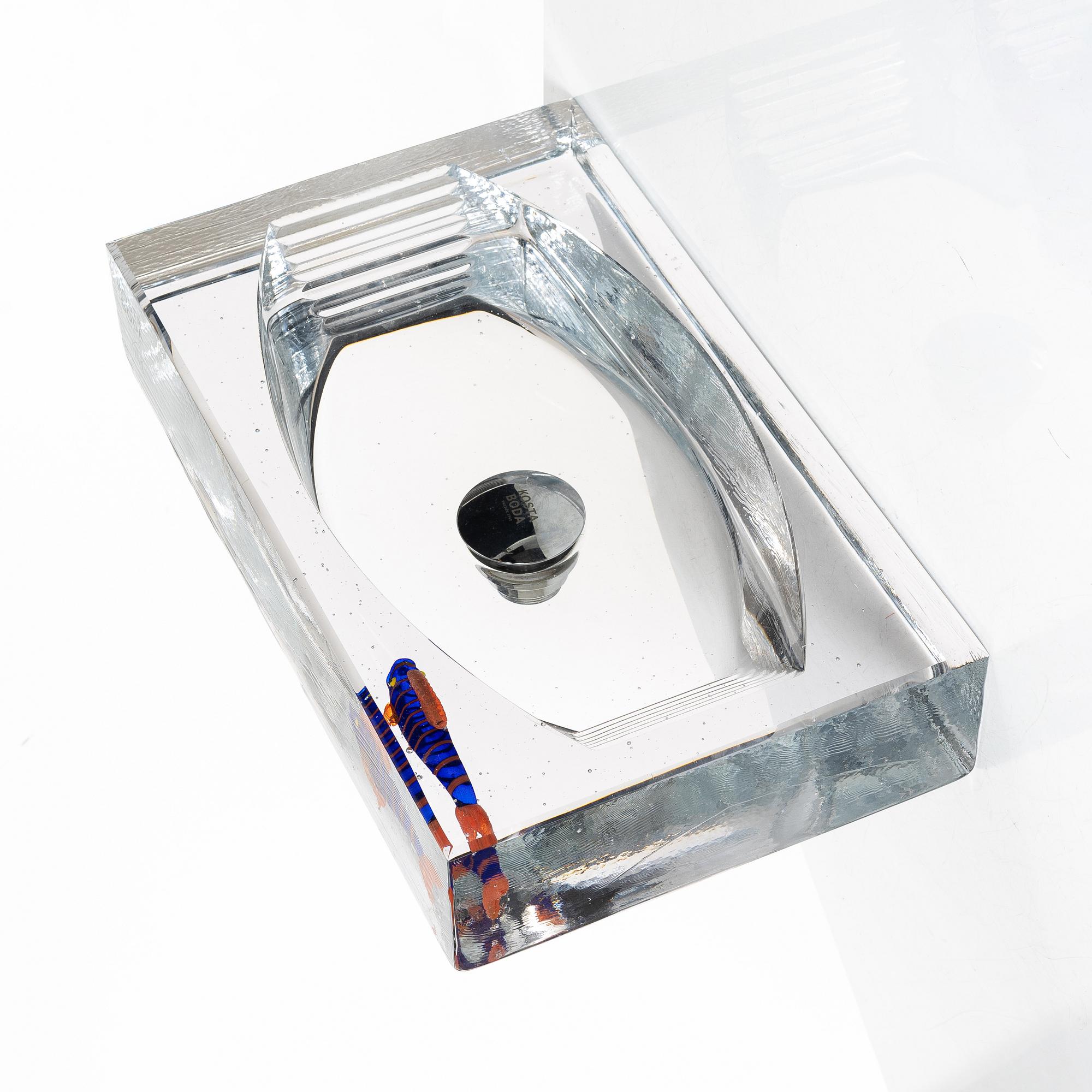 Kjell Engman, handfat, glas, "Lagoon", Kosta Boda.