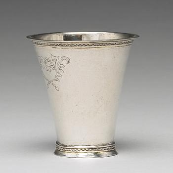 A Swedish 18th century parcel-gilt silver beaker, mark of Erik Broberg, Borås 1724.