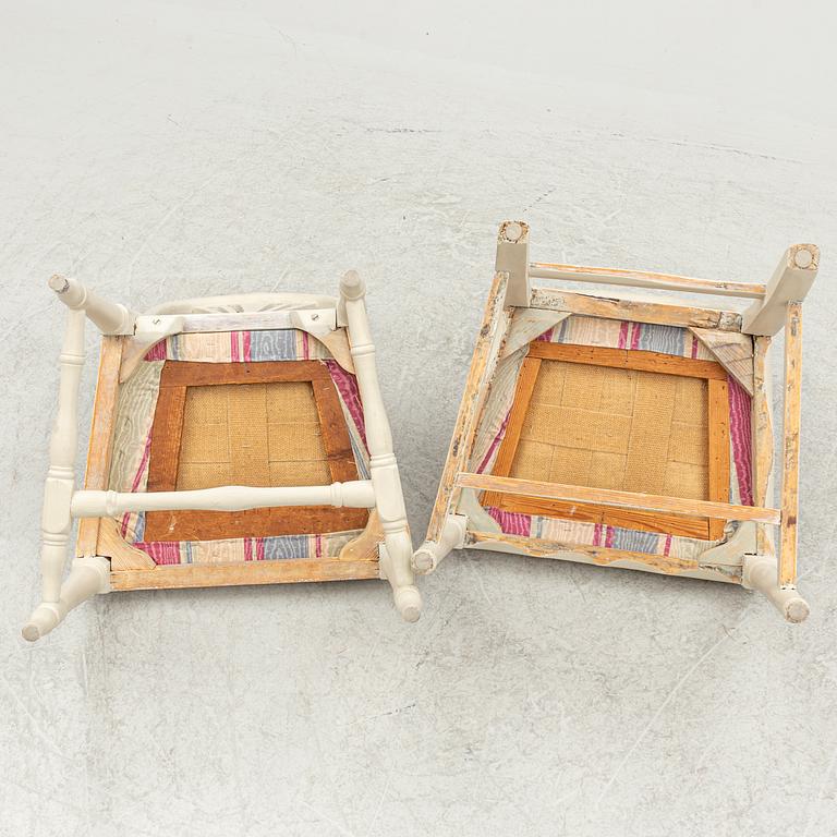 A set of four (2+2) late Gustavian chairs, circa 1800.
