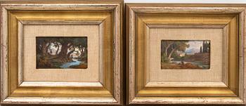 Okänd konstnär 1800-tal , aset of two oils on canvas laid on panel signed.
