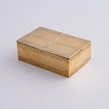 A set of five pieces gilt-silver travel cutlery, mark of Johan Abraham Hallard, Stockholm 1794.