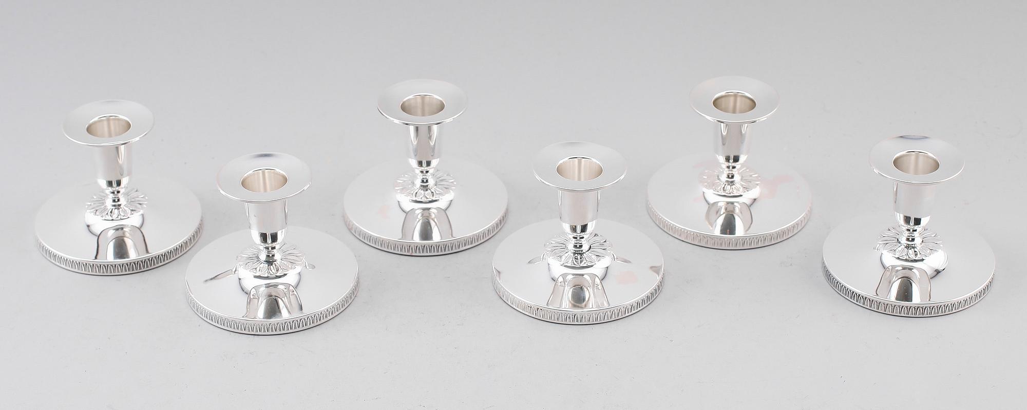 LJUSSTAKAR, 6 st, silver, Ceson, 1968, 1976 och 1977.