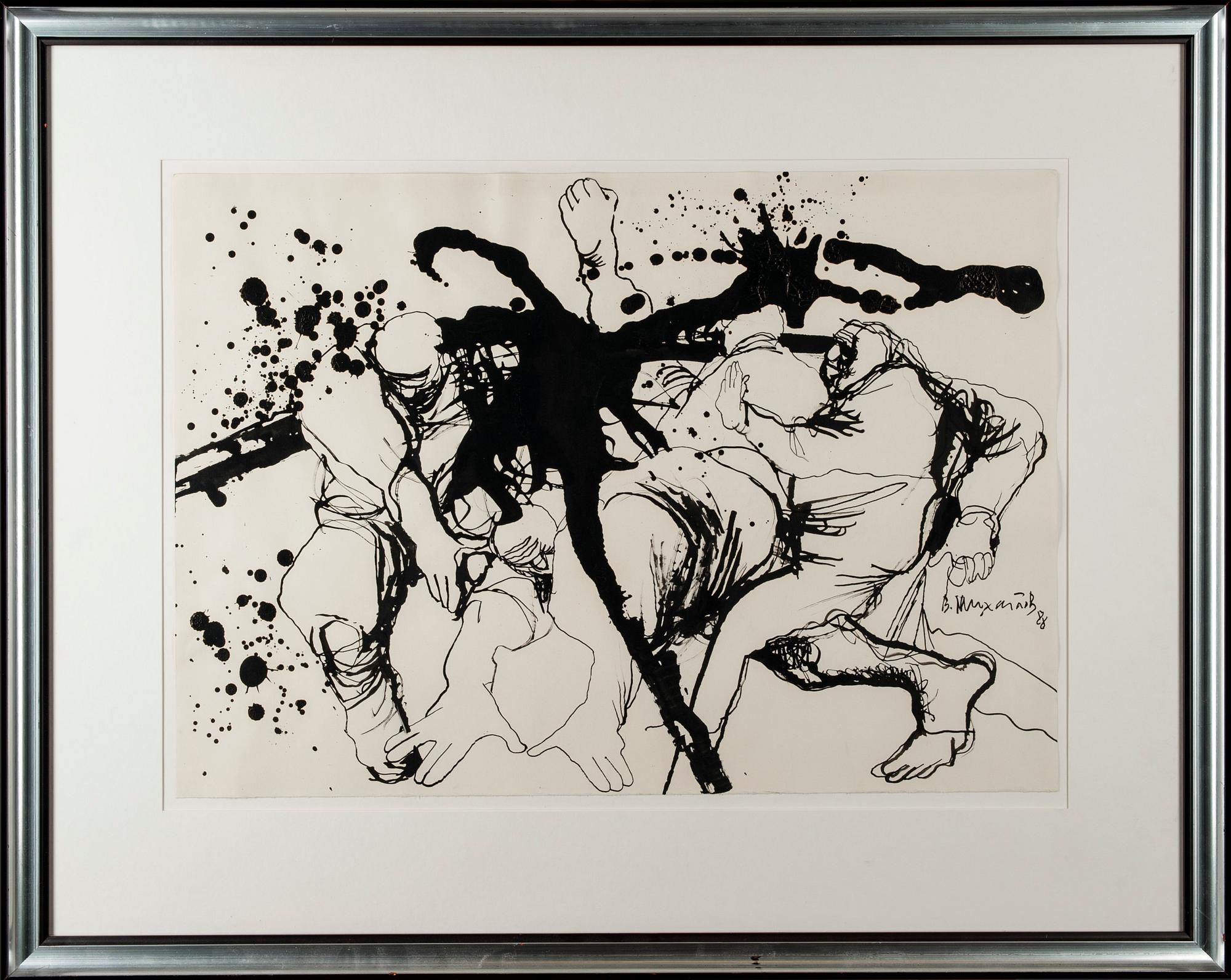 VYACHESLAV SAWICH MIKHAILOV, blandteknik på papper, signerad och daterad -88.