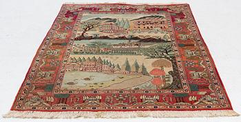 Carpet, figural. approx. 200 x 140 cm.