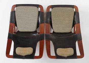 Arne Tideman Ruud, a pair of teak lounge chairs "Holmenkollen/3030", A/S Inventar Gjövik, Norway 1960's.