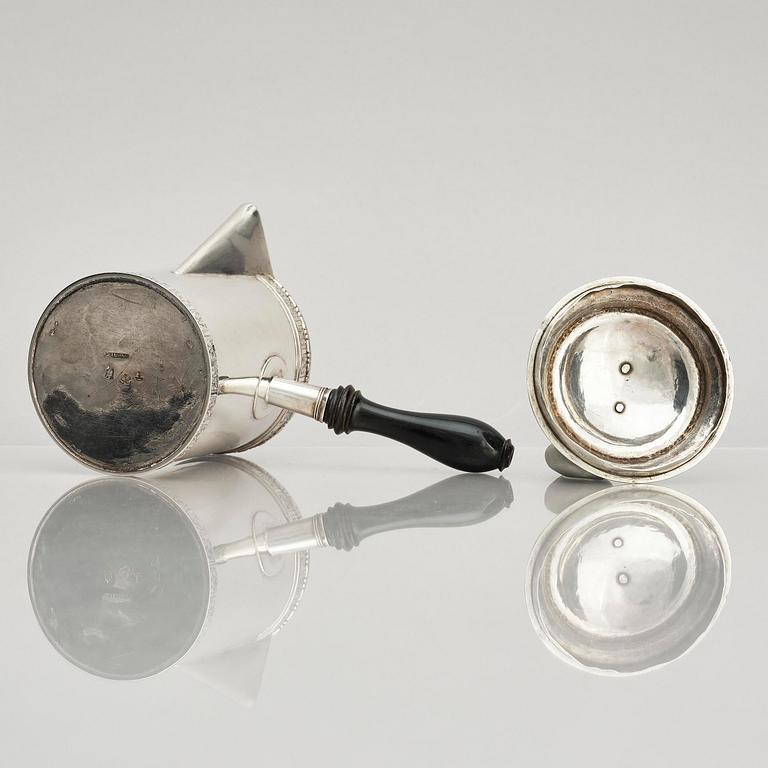 A Swedish Gustavian 18th century silver coffee-pot, mark of Pehr Zethelius, Stockholm 1777.