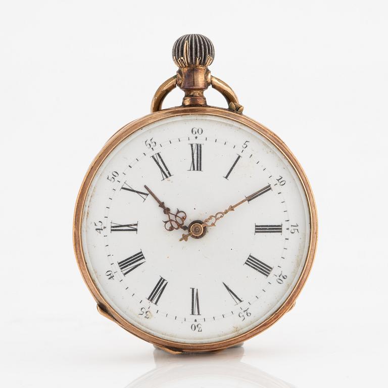 Pocket watch, 14K gold, with stand, 34 mm.