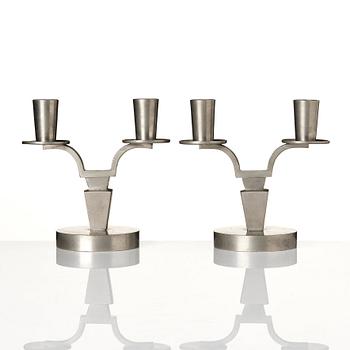 Nils Fougstedt, a pair of pewter candelabra model "1046", Firma Svenskt Tenn, Stockholm 1929.