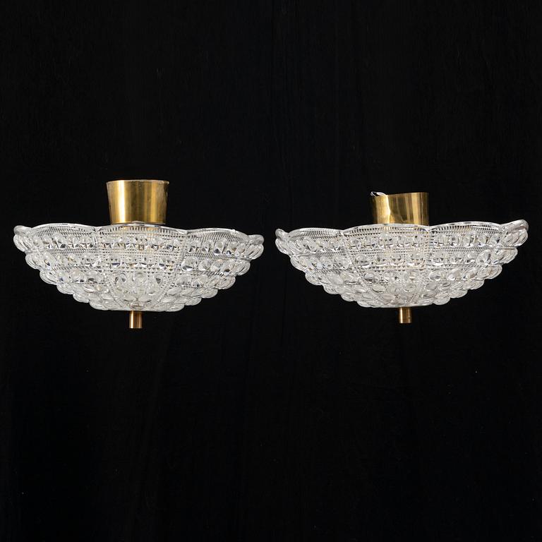 Carl Fagerlund, a pair of ceiling lamps, Orrefors, second half of the 20th Century.