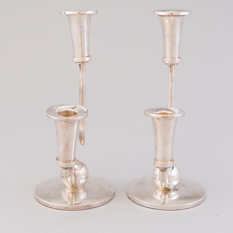 A pair of Art Deco silver candlesticks, Konrad Wolff, Helsinki, 1930.