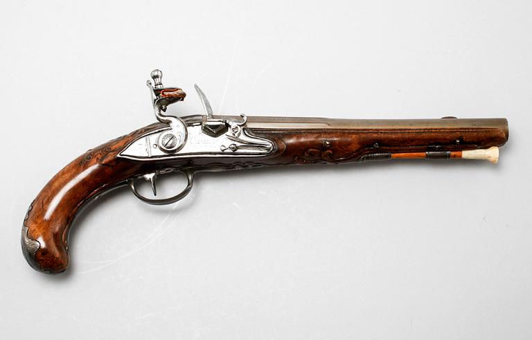 A flintlock gun, probably 18th century.