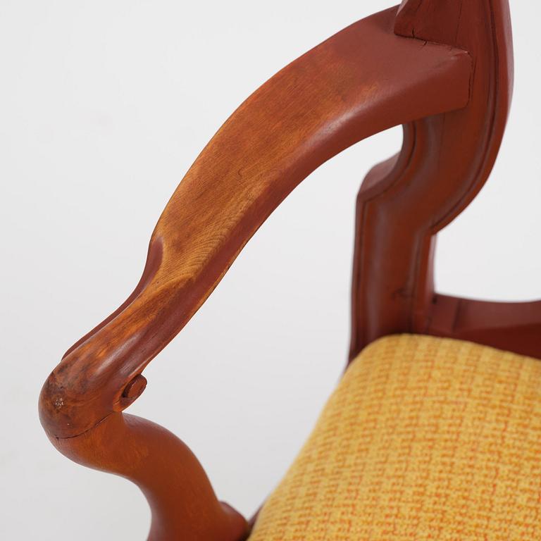 A Swedish rococo armchair, Stockholm, later part 18th century.