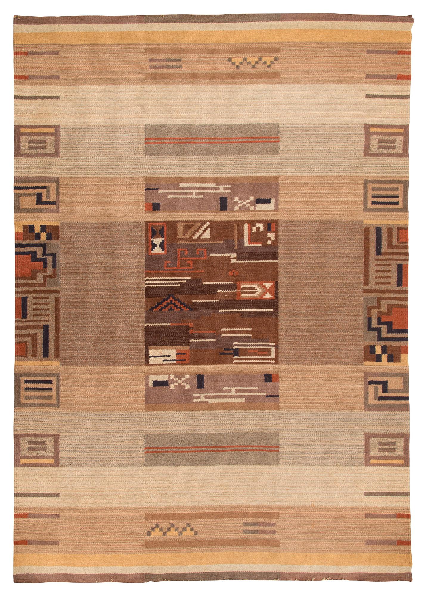 Impi Sotavalta, tillskriven, hårgarnsmatta, Kodiksamin Mattokutomo.1930-tal. Ca 293 x 205 cm.