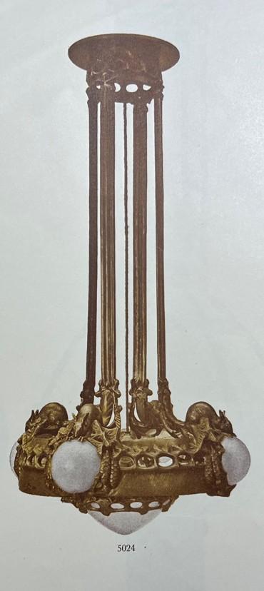 Emy Wahlström, an Art Nouveau chandelier model "5024", Arvid Böhlmarks Lampfabrik, Stockholm, 1910s.