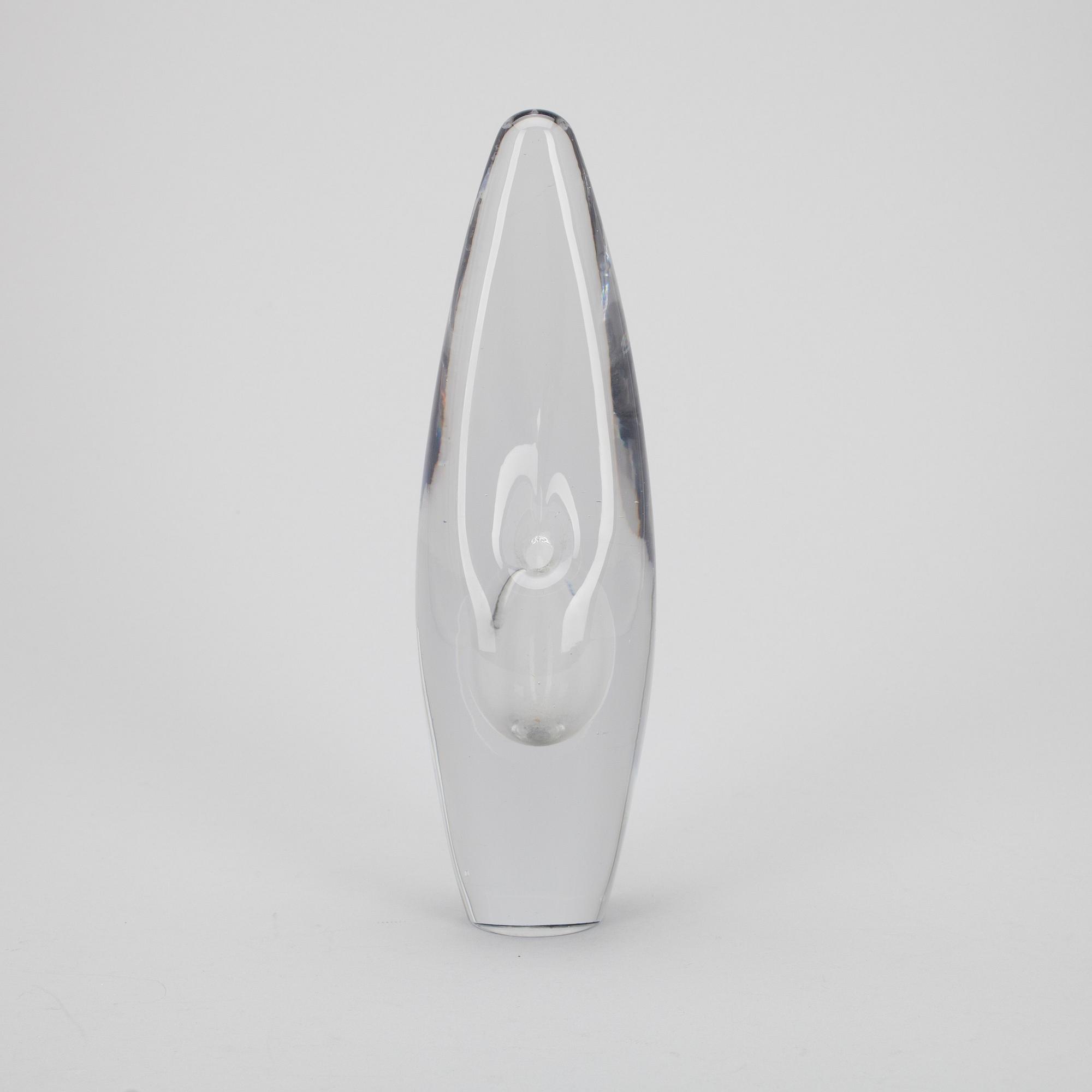 GLASSKULPTUR, "Orkidé" signerad Timo Sarpaneva Iittala -56.