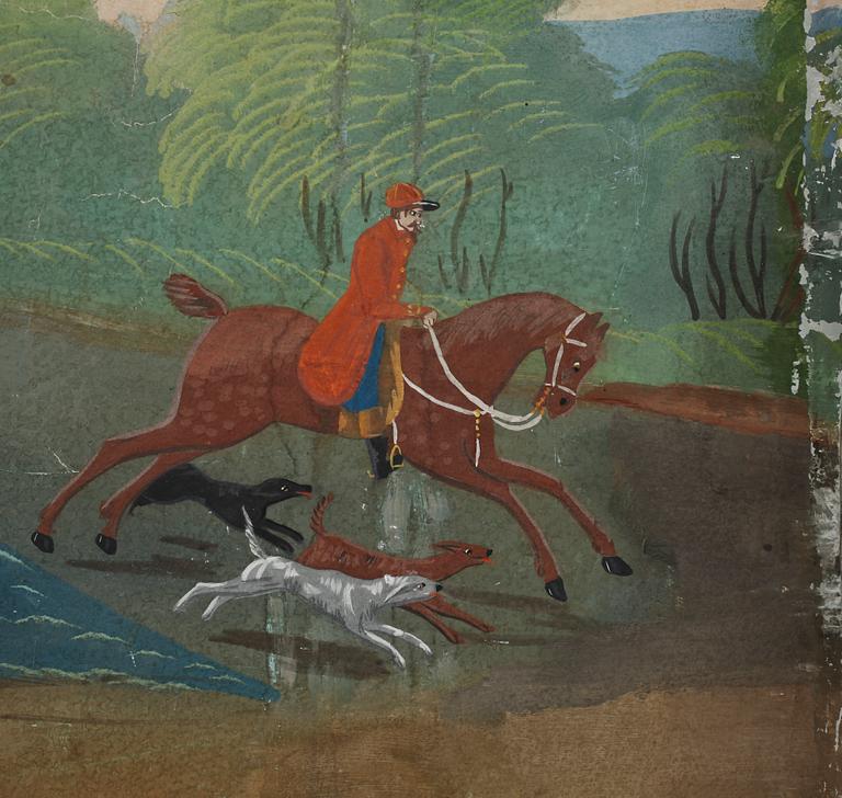 MÅLAD TAPET, 16 delar, 1800-tal.